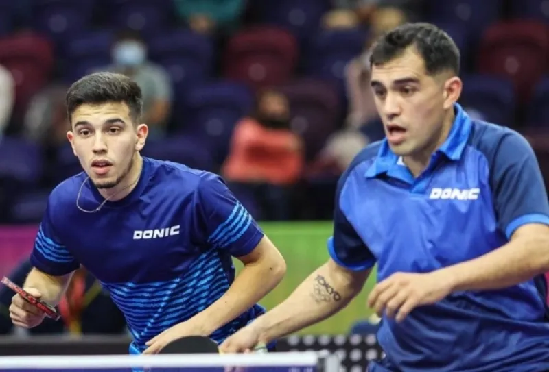 Argentine Olympian Gastón Alto (right) showing off his Tokyo Olympics tattoo.