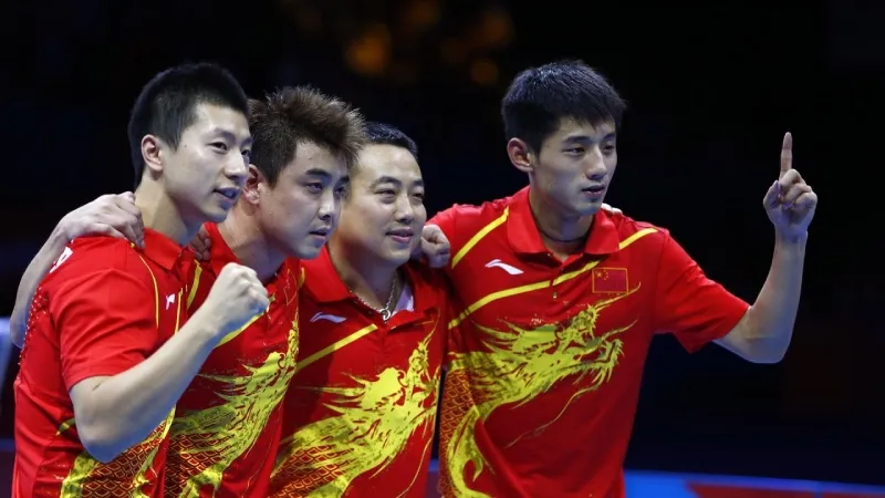 A picture of Chinese male table tennis players