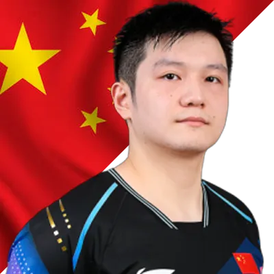 Fan Zhendong portrait in China national jersey with Chinese flag background, Paris 2024 Olympic table tennis seed