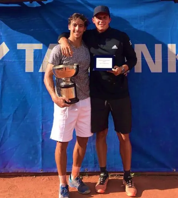 A picture of Fermín Tenti after winning his First professional Table tennis title