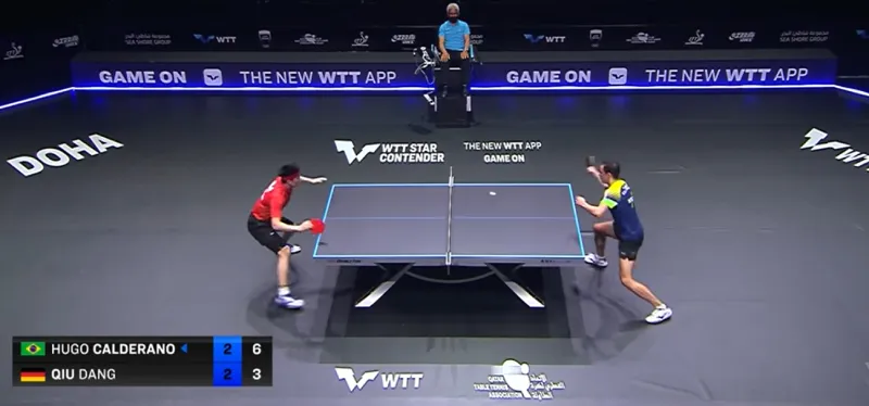 A picture of Hugo's body posture as an attack playing against Dang Qiu