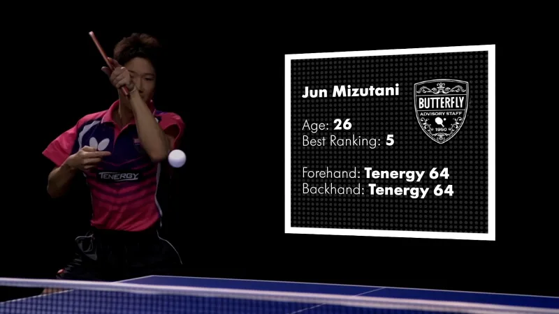 A picture of Jun Mizutani using the Butterfly Tenergy 64