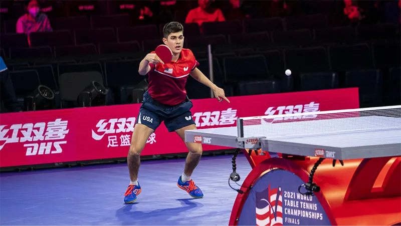 Khanak Jha at the World Table Tennis Championships in Houston