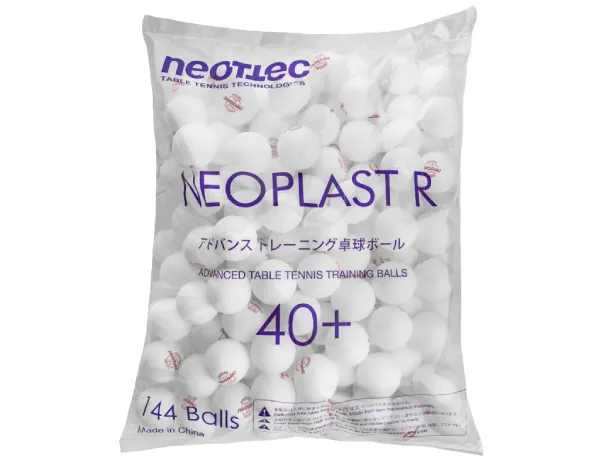 Neottec Neoplast R 40+ advanced training balls bag containing 144 white table tennis balls