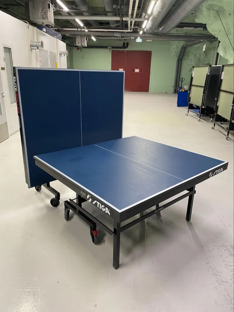 STIGA Elite Roller table tennis table set up in half-open playback wall mode for solo practice