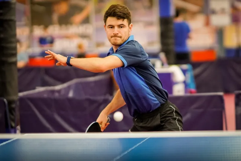 A picture of Seth Pech making a Forehand Drill