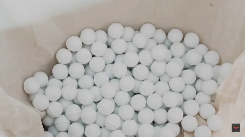 A picture of the Table Tennis Balls after having made them spheres