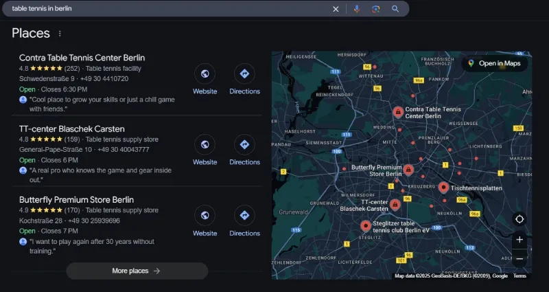 Table Tennis in... Google search