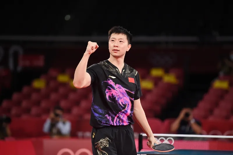 A picture of Ma Long, the only player to win 2 men's singles events at the Olympic Games