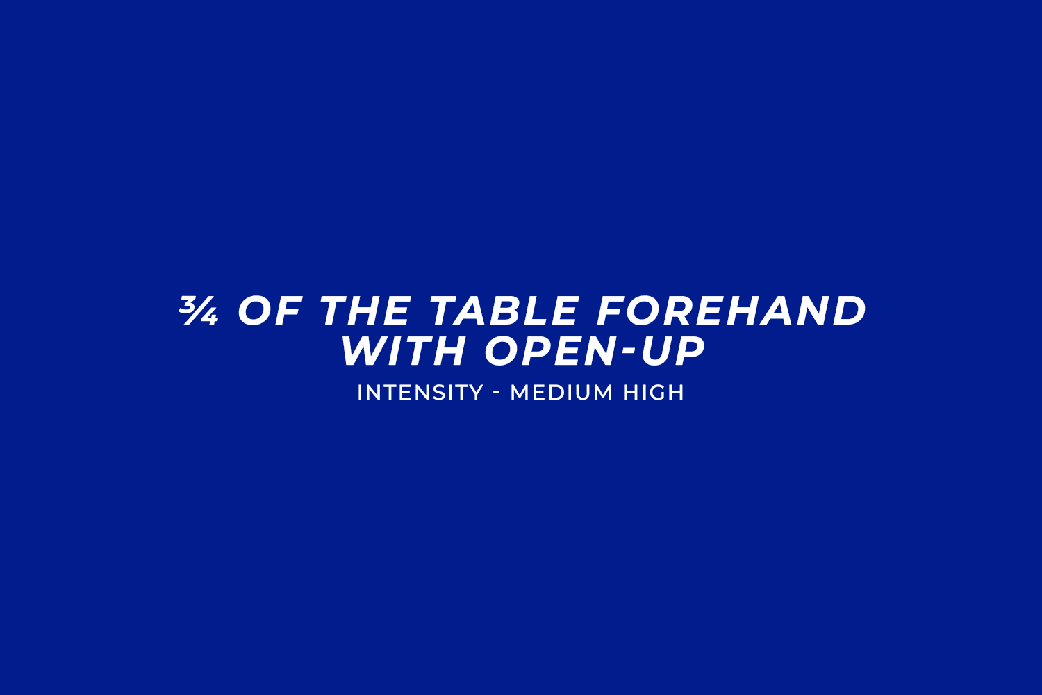 ¾ of the table forehand with open-up